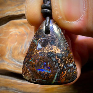 Half Price Card! 29 x 24mm - Drilled Tribal Queensland Boulder Opal Necklace