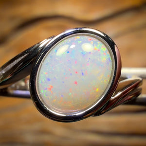 Wildcard! Sterling Silver - Solid South Australian Crystal Opal Ring
