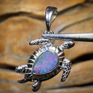 Turtle!  Sterling Silver - Queensland Boulder Opal Doublet Pendant
