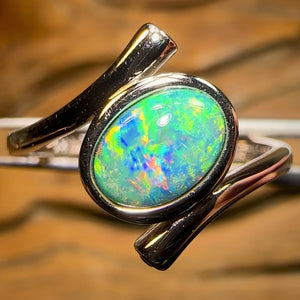 Silver Queensland Boulder Opal Doublet Ring