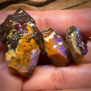 154.2cts - 3x Yowah Nut Rough Opal ParcelWith Crystal Centers