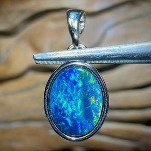 Sterling Silver - Australian Boulder Opal Doublet Pendant