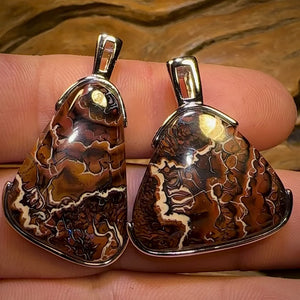 “Partners 3” Sterling Silver - Boulder Opal UNISEX Pendant PAIR!