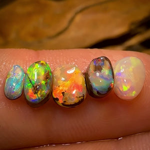 3.8cts - 5x Super Bright Australian Boulder Opal ring stone rub Parcel