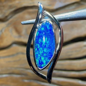 14k White Gold - Queensland Boulder Doublet Opal Pendant