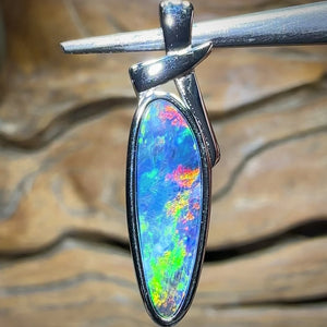 Sterling Silver - Australian￼ Boulder Opal Doublet Pendant