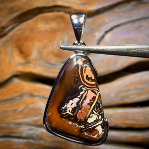 Daddy Storm Sterling Silver - UNISEX Solid Tribal Boulder Opal Pendant