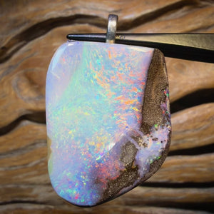 60.8cts - Top Red Multi Solid Queensland Boulder Opal Pendant
