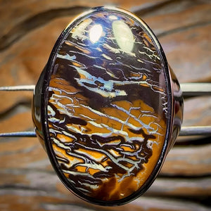 OMG DADDY XL Sterling Silver - Solid Tribal Boulder Opal Ring. Unisex