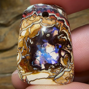 30 x 21mm - Drilled Australian Boulder Opal. TRIBAL PATTERN