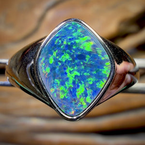 14k White Gold - Queensland Boulder UNISEX Opal Doublet Ring