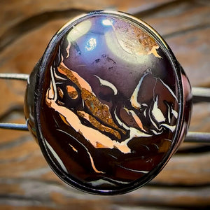 BIG DADDY Sterling Silver - Large Solid Tribal Boulder Opal Ring. Unisex