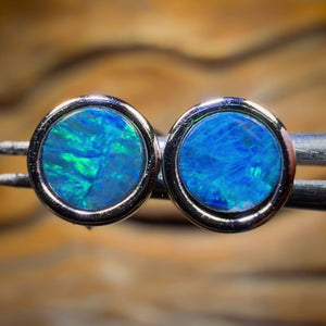 Best Seller Sterling Silver - Australian Boulder Opal Doublet Stud Earrings