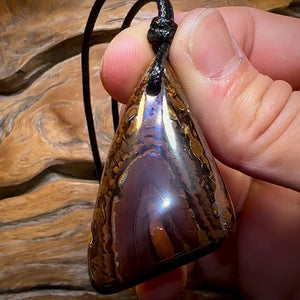 50 x 28mm - Big Drilled Boulder Opal Pendant w/ Eco Friendly Vegan Cord Great Pattern and Polish