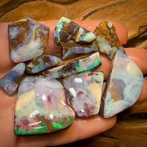 281.5cts - 10x Quality Australian Boulder Seam Opal Rubs Amazing Picture Stone Parcel