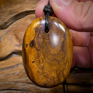 52 x 37mm - BIG Oval Drilled Boulder Opal Pendant w/ Eco Friendly Vegan Cord
