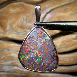 14k Gold - Solid Top Queensland Boulder Opal Pendant