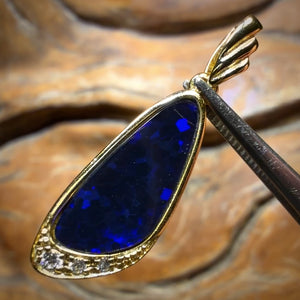 Sterling Silver Midnight Blue Gold Plated - Queensland Boulder Opal Doublet Pendant