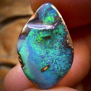 18 x 11mm - Drilled through the side! Full Face Queensland Boulder Picture Stone Opal