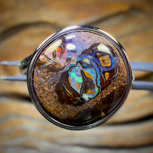 Sterling Silver - Solid Tribal Boulder Opal Ring