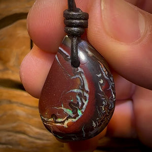 28 x 20mm - “Man in the Moon” Drilled Tribal Australian Boulder Opal Necklace