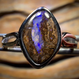 Sterling Silver - Solid Queensland Boulder Opal Ring