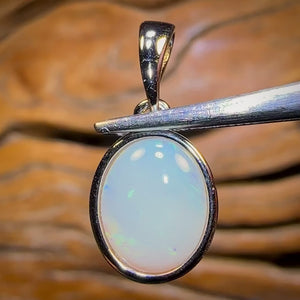 Sterling Silver - Solid South Australian White Opal Pendant