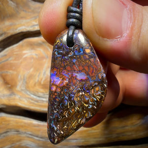 Wildcard! 35 x 17mm - Drilled Tribal Queensland Boulder Opal Necklace