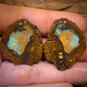 TGIF 88.6cts - Yowah Nut Partial Crystal Centre Rough Specimen Pair