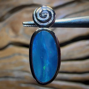 Sterling Silver - “Sea Shell”Queensland Boulder Opal Doublet Pendant