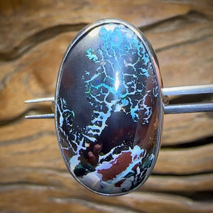 Sterling Silver - Solid Australian Tribal Boulder Opal Ring