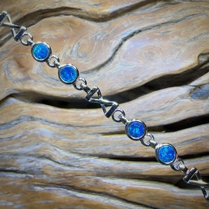 Sterling Silver - Australian Boulder Doublet Opal Bracelet