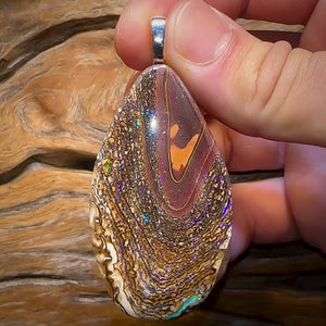 Solid XL Tribal Queensland Boulder Opal Unisex Pendant