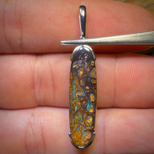 Sterling Silver - Solid Tribal Boulder Opal Pendant UNISEX
