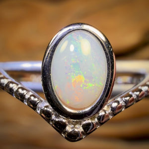 Bague en argent sterling avec opale de cristal d'Australie du Sud