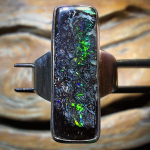 Sterling Silver - Solid Tribal Art Of Opal Style Boulder Opal Ring UNISEX FREE SETTING