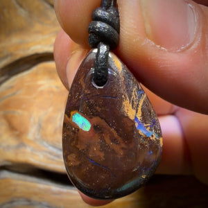 27 x 17mm - Drilled Queensland Boulder Opal Necklace