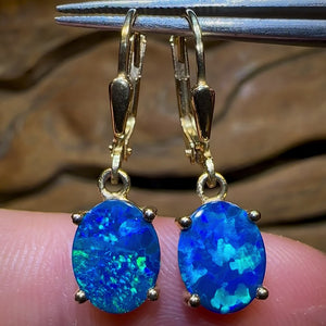 9k Gold - Australian Boulder Opal Doublet Hook Earrings. Old Gold Price