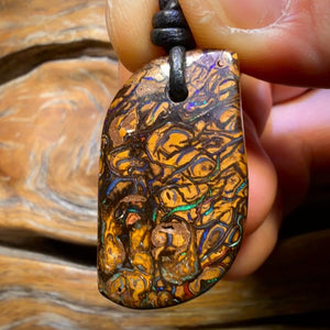 33 x 19mm - Cool Drilled Tribal Queensland Boulder Opal Necklace