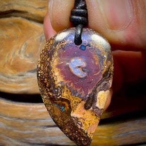 34 x 23mm - Drilled Tribal Queensland Boulder Opal Necklace