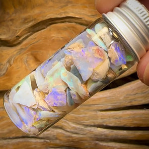 63.5cts - Rare Mintabie Rough Opal Vial. South Australian Opal