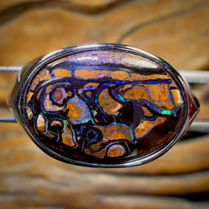 Bague unisexe en argent sterling et opale massive de style tribal