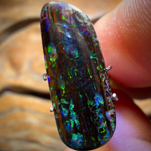 5.1cts - Wood Fossil Replacement Boulder Opal from Yowah Cathedral Pattern