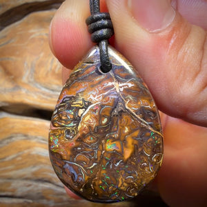 34 x 25mm - Awesome Tribal Drilled Tribal Queensland Boulder Opal Necklace