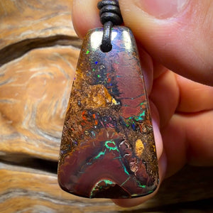 Wildcard! 38 x 23mm - Drilled Tribal Queensland Boulder Opal Necklace