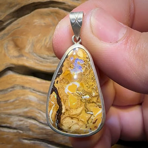 Sterling Silver - Large Tribal Boulder Opal UNISEX Pendant
