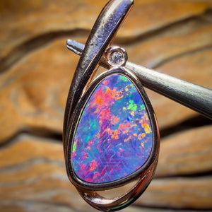 Top Red Sterling Silver Rose Gold Plated - Queensland Boulder Opal Doublet Pendant