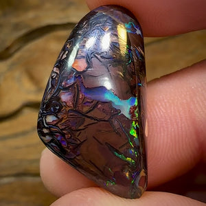 29.2cts - Australian Boulder Opal. Dark Tribal Pattern