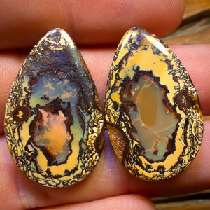 🔨 AUCTION 🔨 No Reserve 59.9cts - Yowah Nut Partial Crystal Centre Pair Polished