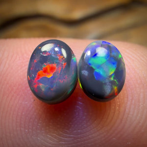 1.15cts - Lightning Ridge Red on Black Opal Pair